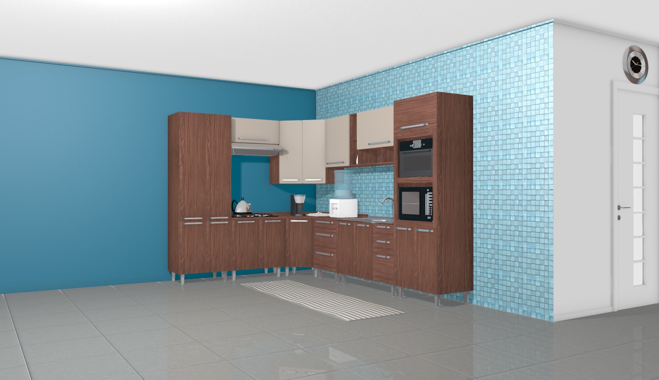 Cozinha Modulada Completa com 10 Módulos Smart Turin/Cristal - Henn