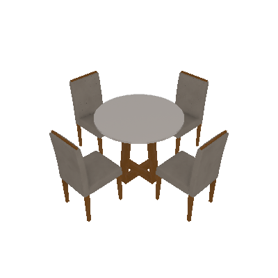 Conjunto de Mesa de Jantar com Tampo de Vidro Isabela e 4 Cadeiras Ana Veludo Linho Off White e Cinza